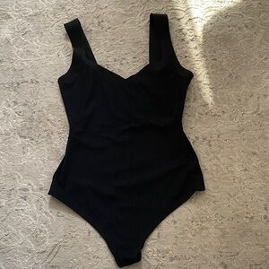 Aerie Black ribbed bodysuit top